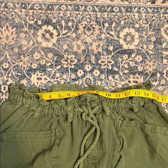 Free People Runyon Distressed Green Drawstring Cropped Pants Boho - Picture 15 of 15
